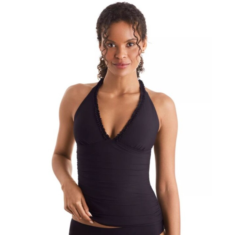 Mimi Flamingo Women's Sonny V-Neck Halter Tankini Black Size 10   18143